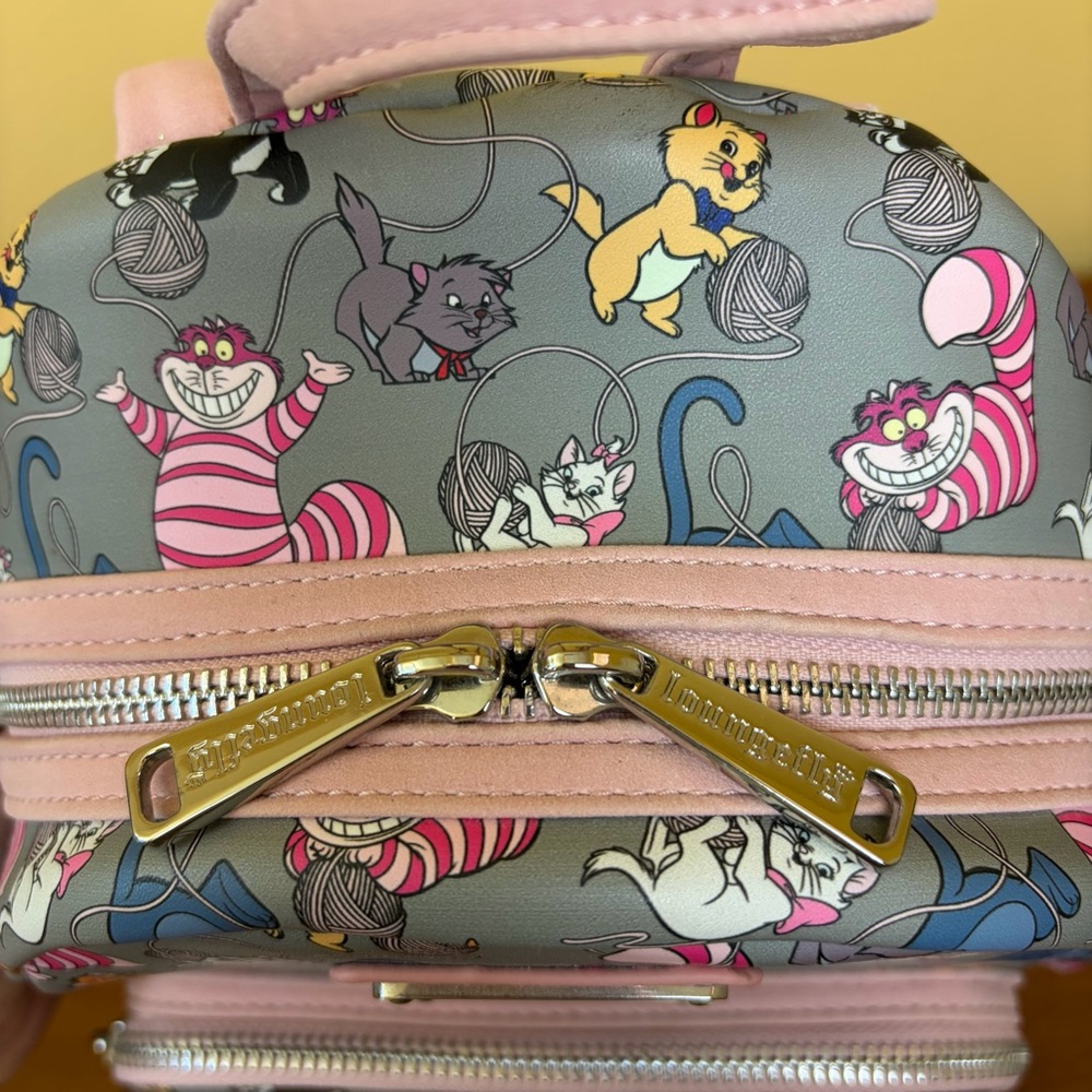 Loungefly Disney Cats Gray Pink Mini Backpack - Picture 11 of 16